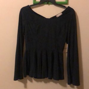 NWT Altar’d State Suede Peplum Blouse Sz L